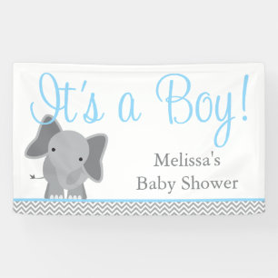 Cute Elephant Chevron Light Blue Baby shower Spandoek