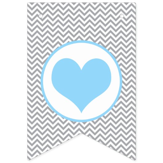 Cute Elephant Chevron Light Blue Baby shower Vlaggetjes (Tweede vlag)