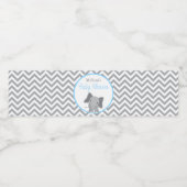 Cute Elephant Chevron Light Blue Baby shower Waterfles Etiket (Enkel label)