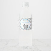 Cute Elephant Chevron Light Blue Baby shower Waterfles Etiket (Voorkant)