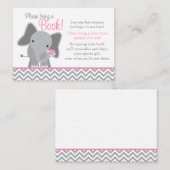 Cute Elephant Chevron Pink Baby shower Book Card Informatiekaartje (Voorkant / Achterkant)
