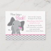 Cute Elephant Chevron Pink Baby shower Book Card Informatiekaartje (Voorkant)