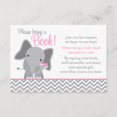 Cute Elephant Chevron Pink Girl Baby shower Book Informatiekaartje (Voorkant)