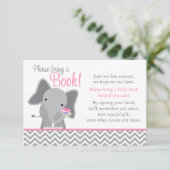 Cute Elephant Chevron Pink Girl Baby shower Book Informatiekaartje (Staand voorkant)