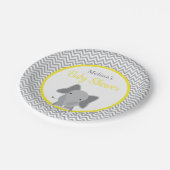 Cute Elephant Chevron Yellow Baby shower Papieren Bordje (Gekanteld)