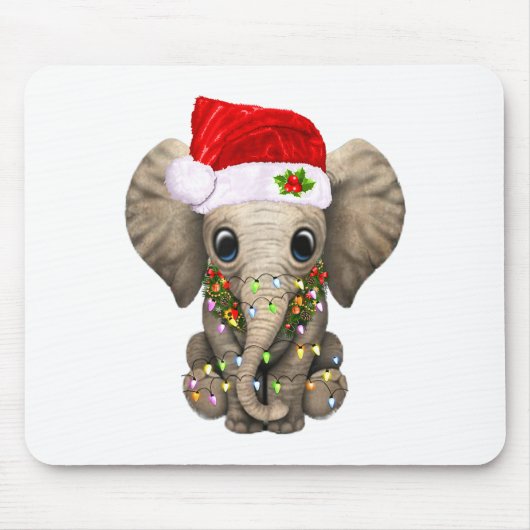 Cute Elephant Christmas Light Funny Elephant Lover Muismat (Voorkant)