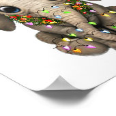 Cute Elephant Christmas Light Funny Elephant Lover Poster (Hoek)