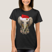 Cute Elephant Christmas Light Funny Elephant Lover T-shirt (Voorkant)
