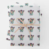 Cute Elephant Colourful Wrapping paper Sheet (In situ)