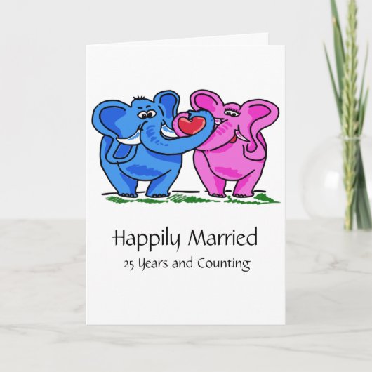 Cute Elephant Couple in Love Jubileum Kaart (Voorkant)