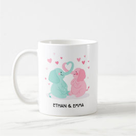 Cute Elephant Couple Personalized Valentijnsdag Koffiemok