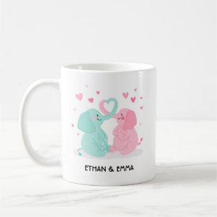 Cute Elephant Couple Personalized Valentijnsdag Koffiemok
