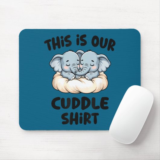 Cute Elephant Couple This Is Our Cuddle  Muismat (Met muis)