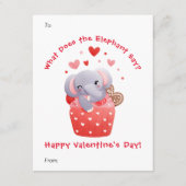 Cute Elephant Cupcake Custom Kinder Valentijnsdag Feestdagenkaart (Voorkant)
