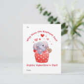 Cute Elephant Cupcake Custom Kinder Valentijnsdag Feestdagenkaart (Staand voorkant)