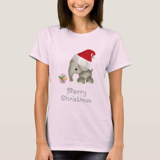 Cute Elephant & Cupcake Kerstmis T-shirt (Voorkant)