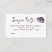 Cute Elephant Diaper Raffle Baby shower Informatiekaartje (Voorkant)