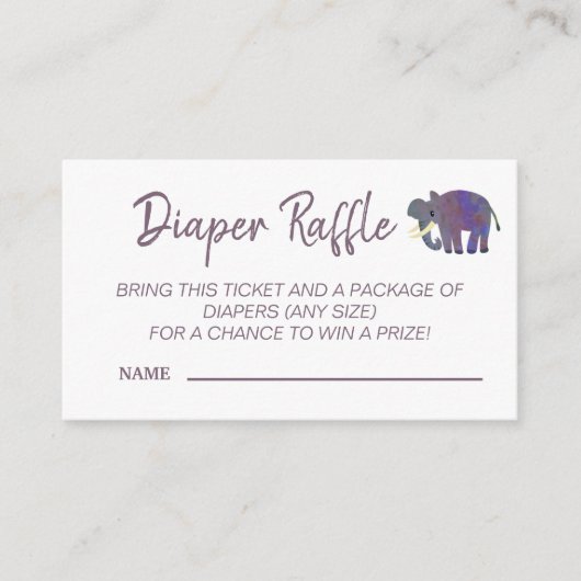 Cute Elephant Diaper Raffle Baby shower Informatiekaartje (Voorkant)