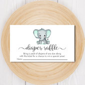 Cute Elephant Diaper Raffle Mint Green Baby shower Informatiekaartje