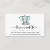 Cute Elephant Diaper Raffle Mint Green Baby shower Informatiekaartje (Voorkant)