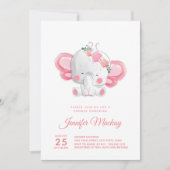 Cute Elephant, een meisje! Baby Shower Kaart (Voorkant)