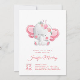 Cute Elephant, een meisje! Baby Shower Kaart