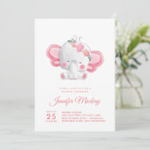 Cute Elephant, een meisje! Baby Shower Kaart (Staand voorkant)