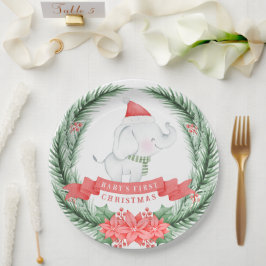 Cute Elephant | Eerste Kerstmis baby Papieren Bordje