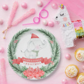 Cute Elephant | Eerste Kerstmis baby Papieren Bordje (Feest)