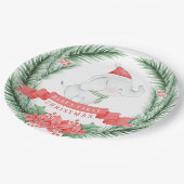 Cute Elephant | Eerste Kerstmis baby Papieren Bordje (Gekanteld)