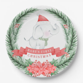 Cute Elephant | Eerste Kerstmis baby Papieren Bordje