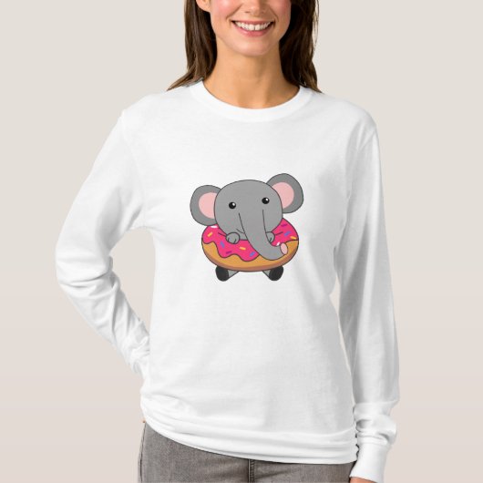 Cute Elephant Elephant Donut Snoep Sprinkles T-shirt (Voorkant)