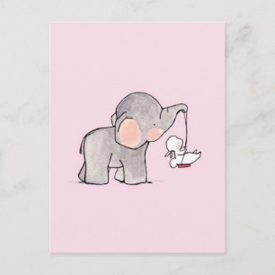 Cute Elephant en Bunny Briefkaart