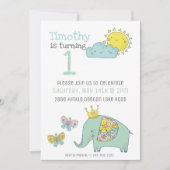 Cute Elephant en Butterflies Kaart (Voorkant)