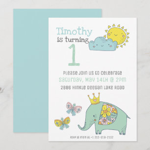 Cute Elephant en Butterflies Kaart