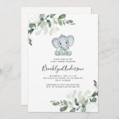 Cute Elephant Eucalyptus Baby shower Kaart (Voorkant / Achterkant)