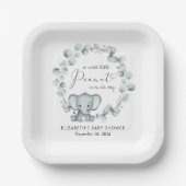 Cute Elephant Eucalyptus Baby shower Papieren Bordje (Voorkant)