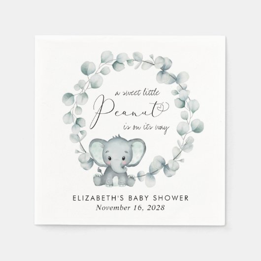 Cute Elephant Eucalyptus Baby shower Servet (Voorkant)