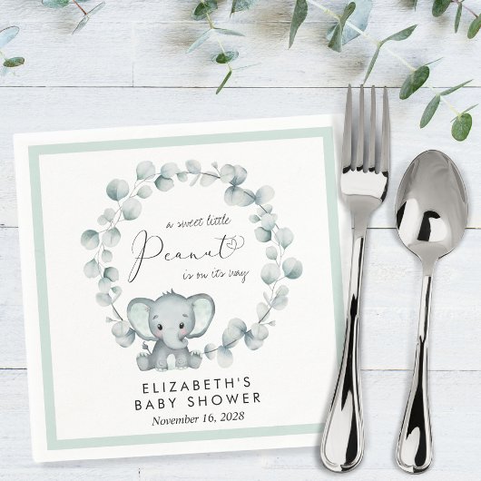 Cute Elephant Eucalyptus Baby shower Servet