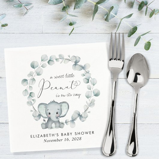 Cute Elephant Eucalyptus Baby shower Servet
