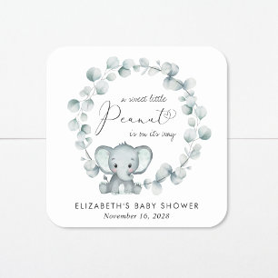 Cute Elephant Eucalyptus Baby shower Vierkante Sticker