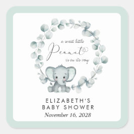 Cute Elephant Eucalyptus Baby shower Vierkante Sticker