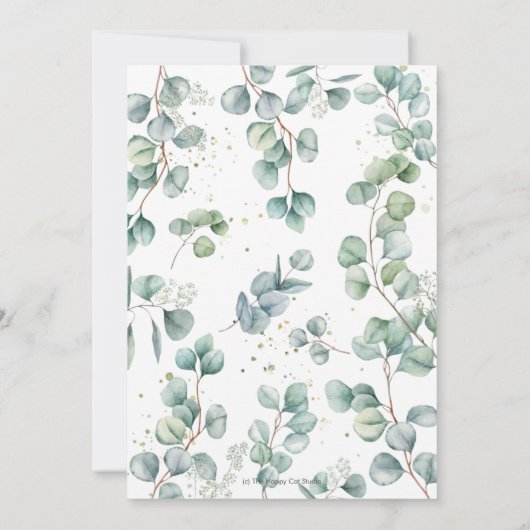 Cute Elephant Eucalyptus Greenery Birthday Boy Kaart (Achterkant)