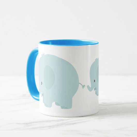 Cute Elephant-familie gedrukte koffie-mok Mok (Voorkant links)