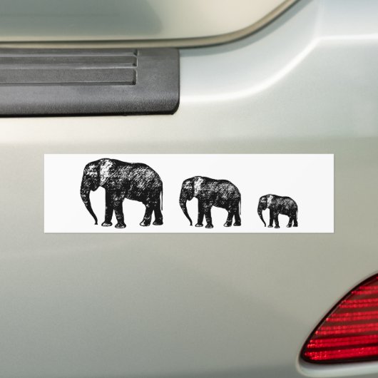 Cute Elephant Family silhouette design Bumpersticker (Op auto)