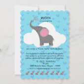 Cute Elephant First Birthday Invitation Kaart (Voorkant)