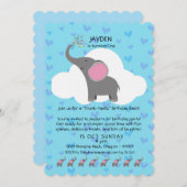 Cute Elephant First Birthday Invitation Kaart (Voorkant / Achterkant)