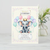 "Cute Elephant First Birthday pastel designs" Kaart (Staand voorkant)