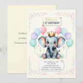 "Cute Elephant First Birthday pastel designs" Kaart (Voorkant / Achterkant)