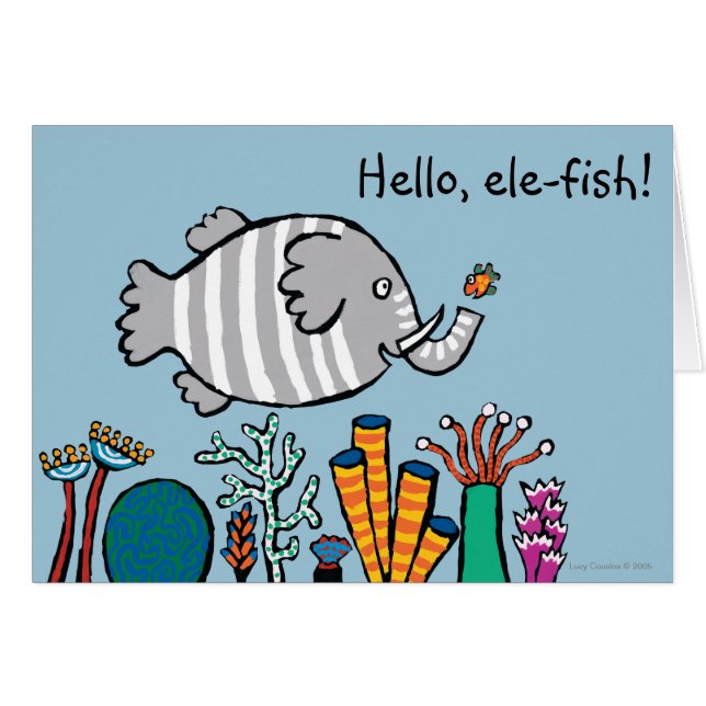 Cute Elephant Fish Scene met koraal (Voorkant Horizontaal)